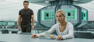 Chris Pratt und Jennifer Lawrence in der Kantine der Avalon in Passengers